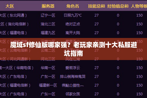 魔域sf修仙版哪家强？老玩家亲测十大私服避坑指南